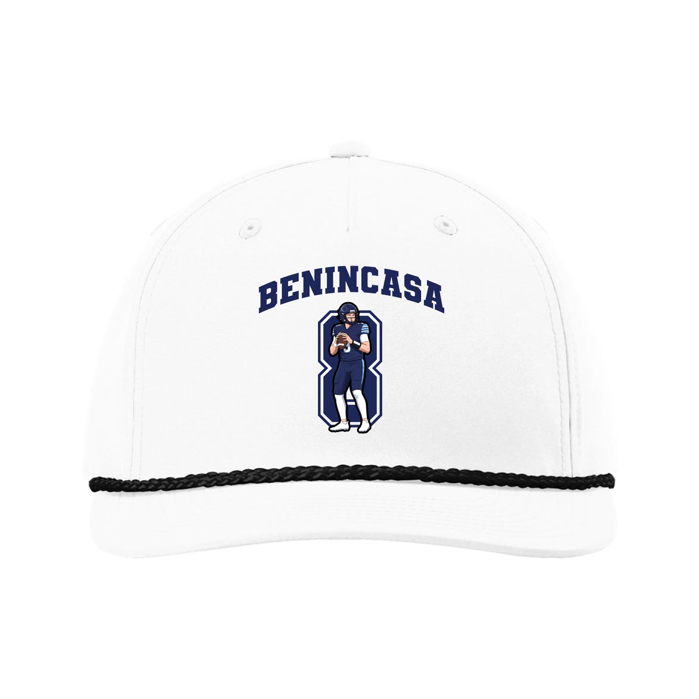 Five-Panel Classic Rope Cap — Number in White