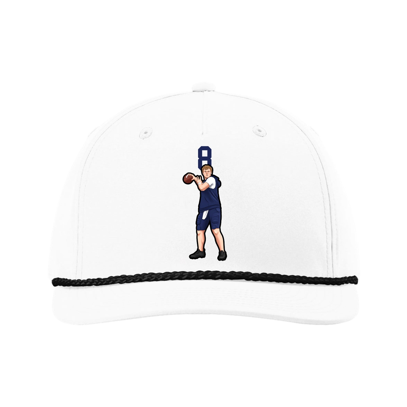 Five-Panel Classic Rope Cap — Number Top in White