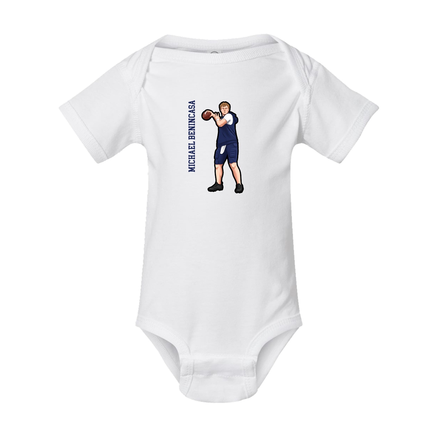 Baby Onesie — Name Vertical in White