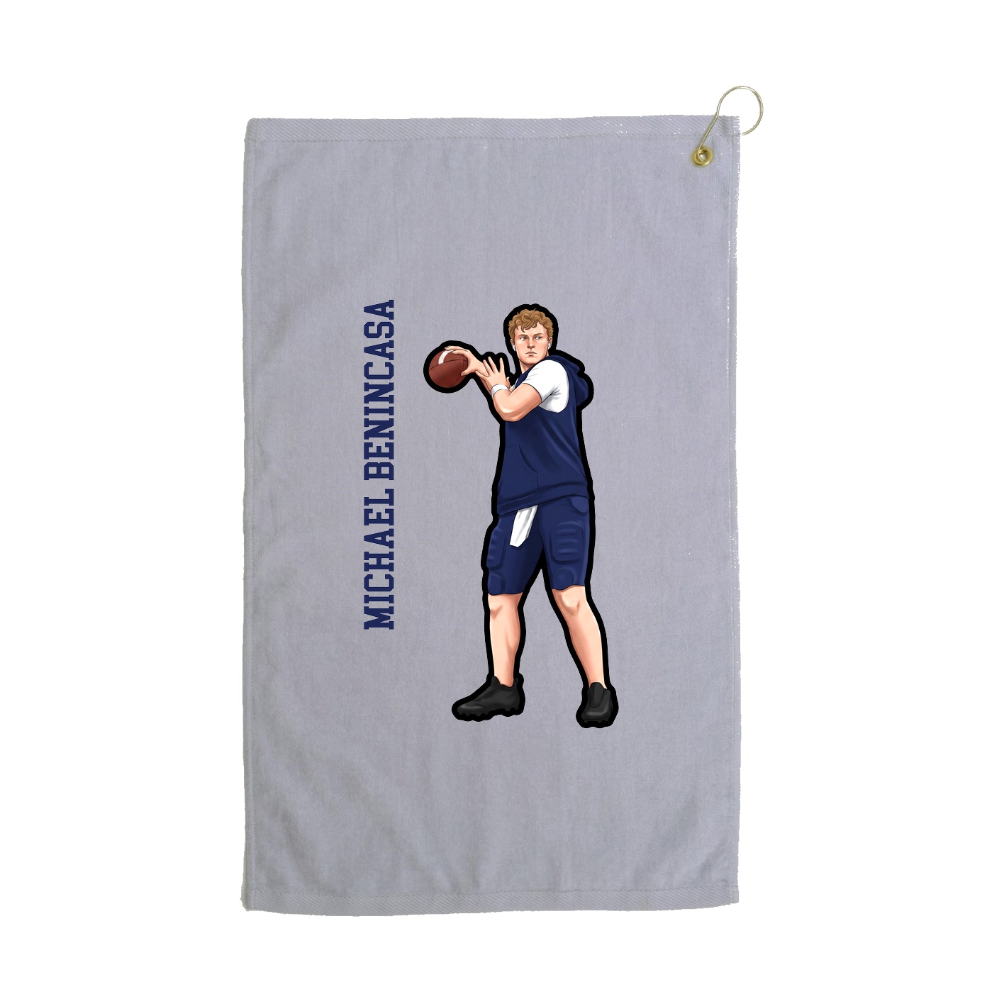 Golf Towel — Name Vertical in Grey