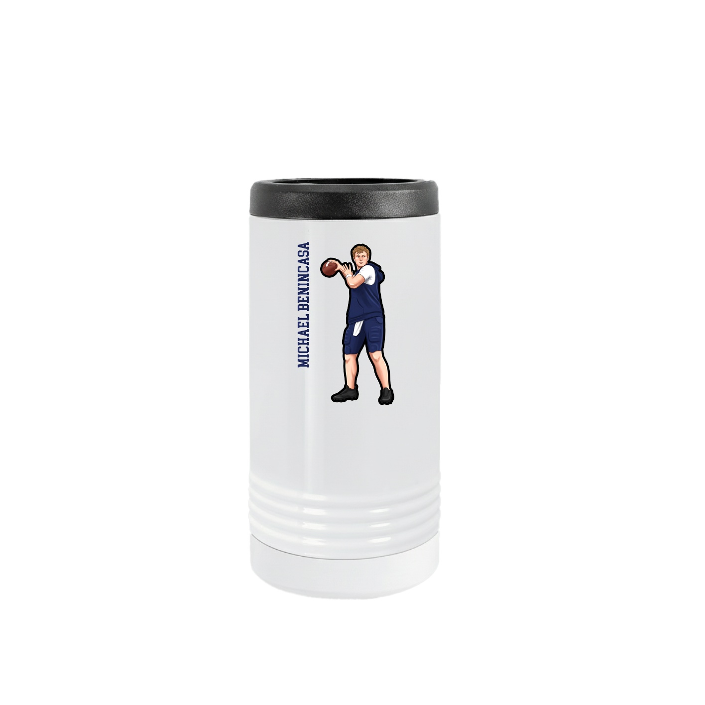 Slim Beverage Holder — Name Vertical in White