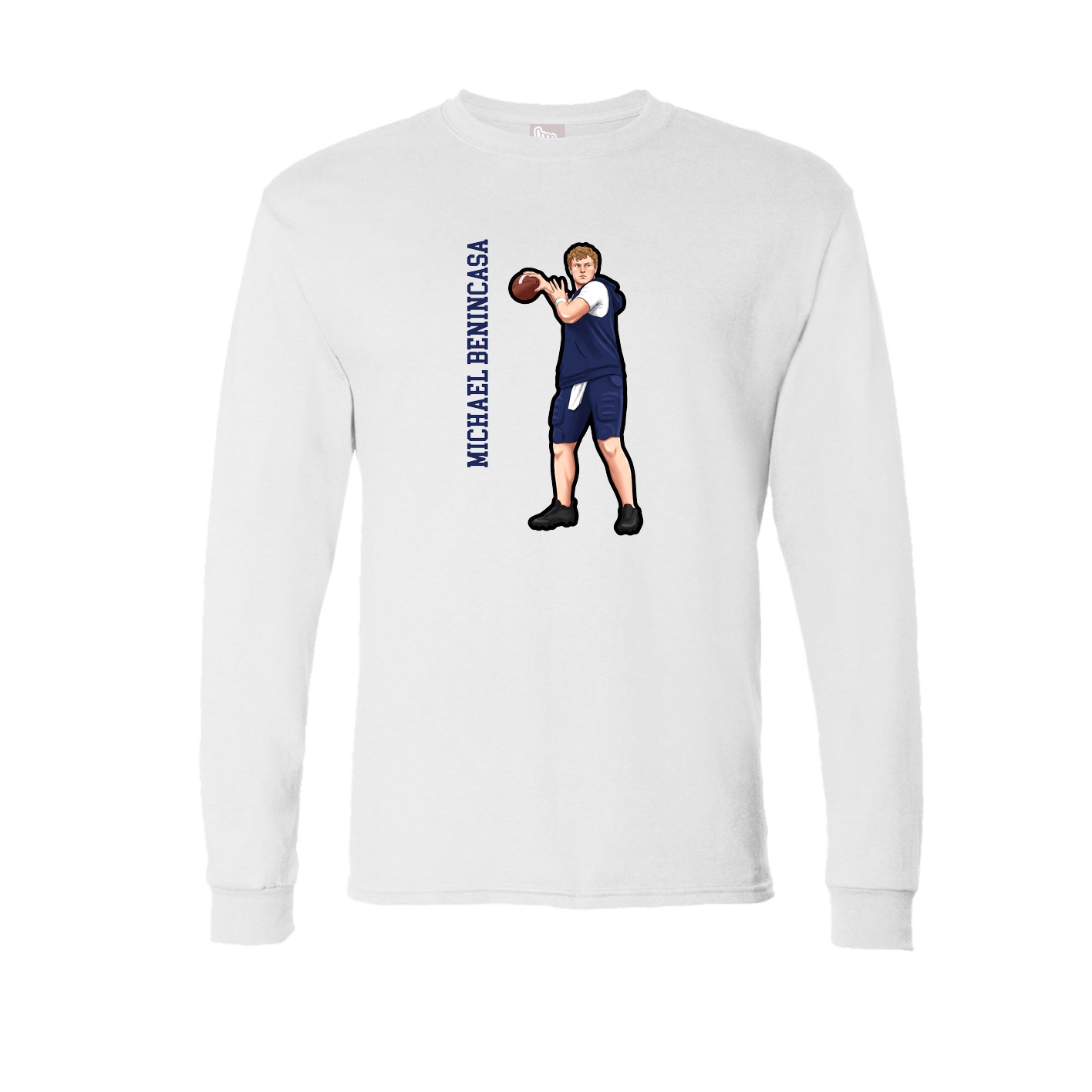Long Sleeve Tee — Name Vertical in White