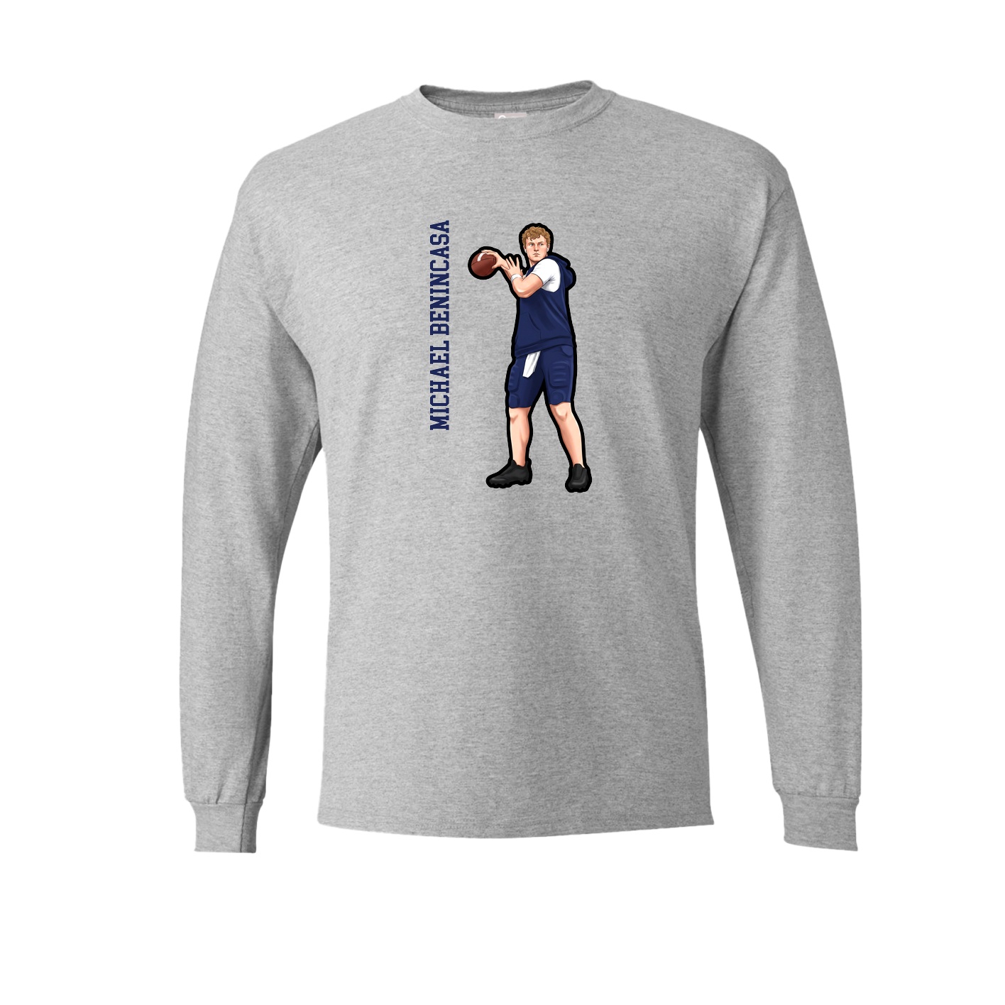 Long Sleeve Tee — Name Vertical in Grey