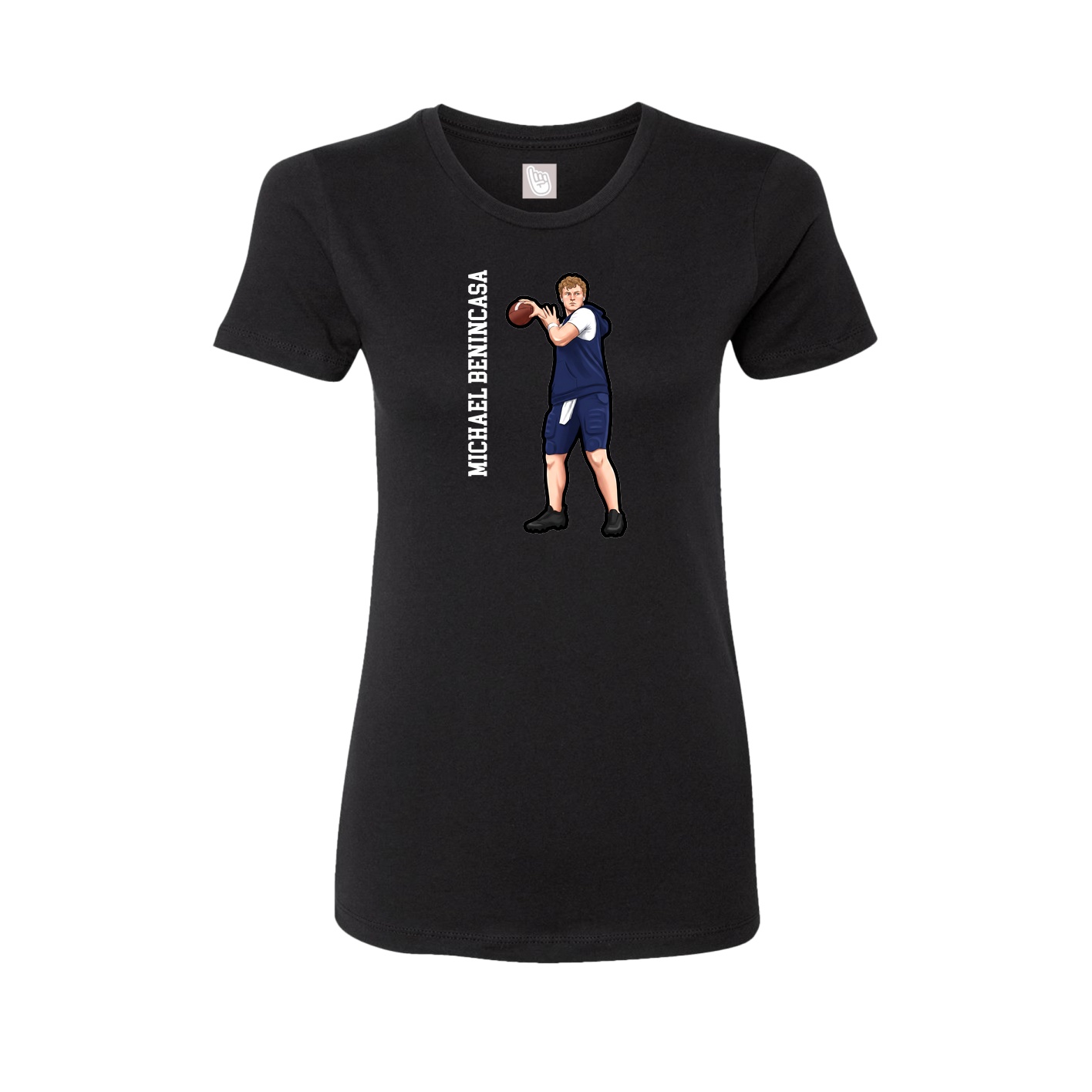 Fitted Women's Tee — Name Vertical in Black