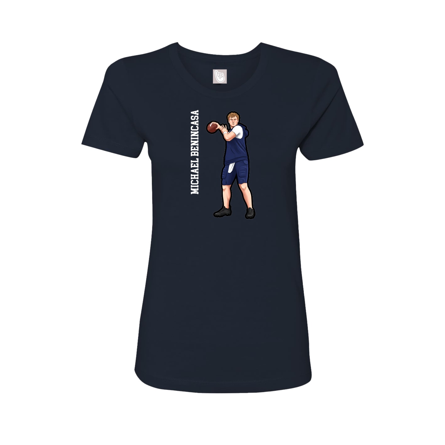 Womens Tee — Name Vertical in Navy