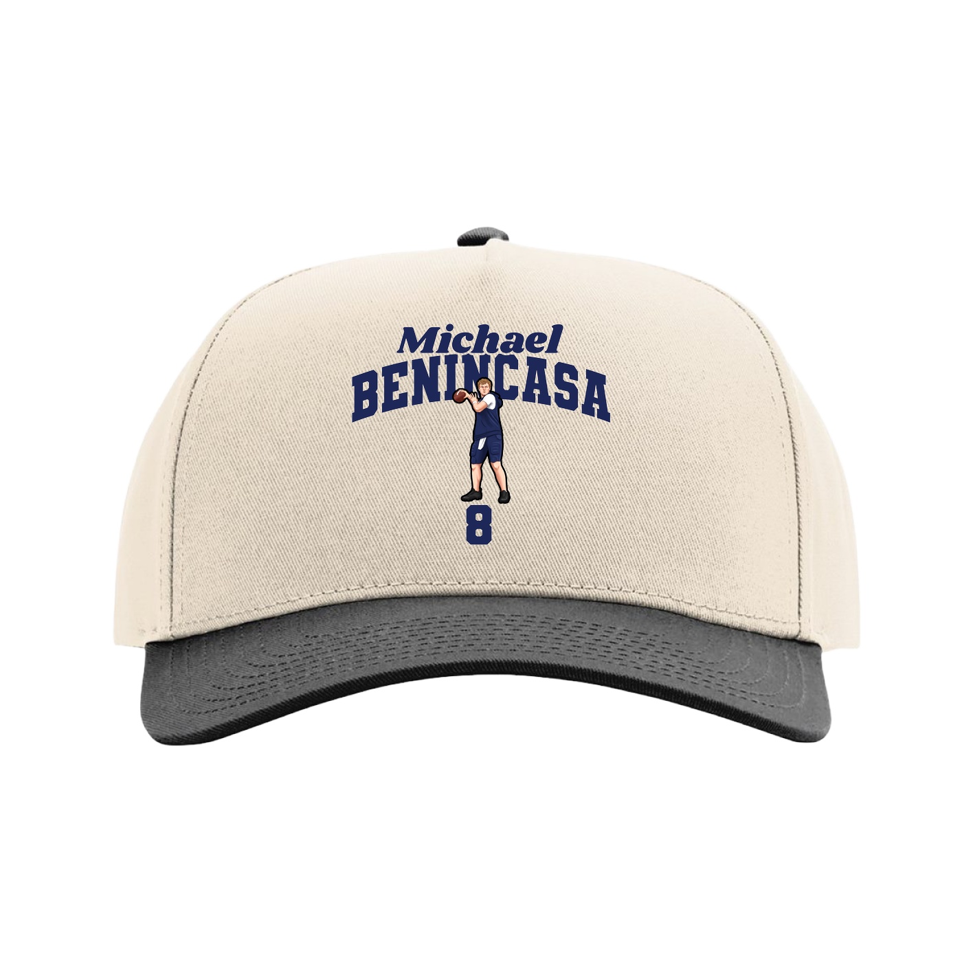Full Fabric Five-Panel Champ Cap — Signature Arch in Cream/Black