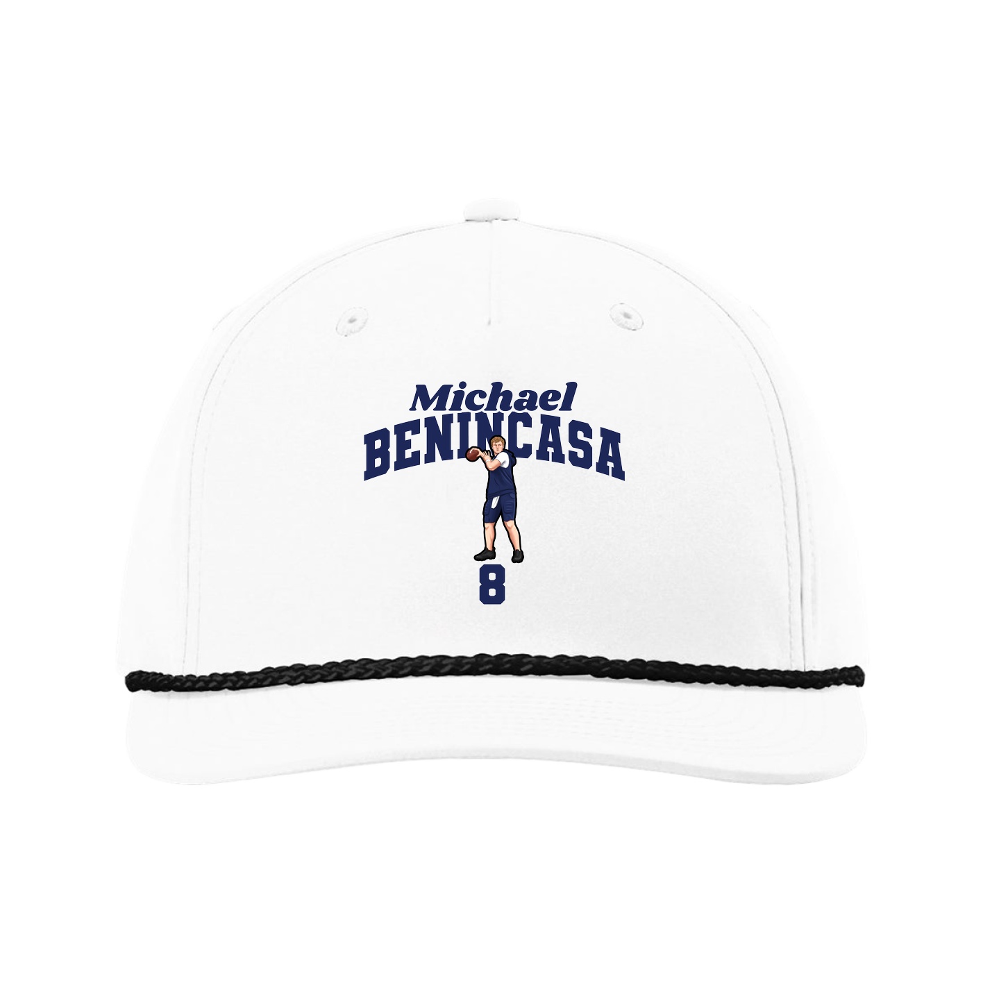 Five-Panel Classic Rope Cap — Signature Arch in White