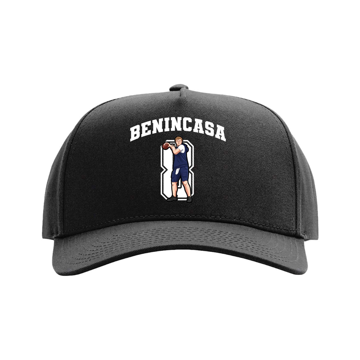 Full Fabric Five-Panel Champ Cap — Number in Black