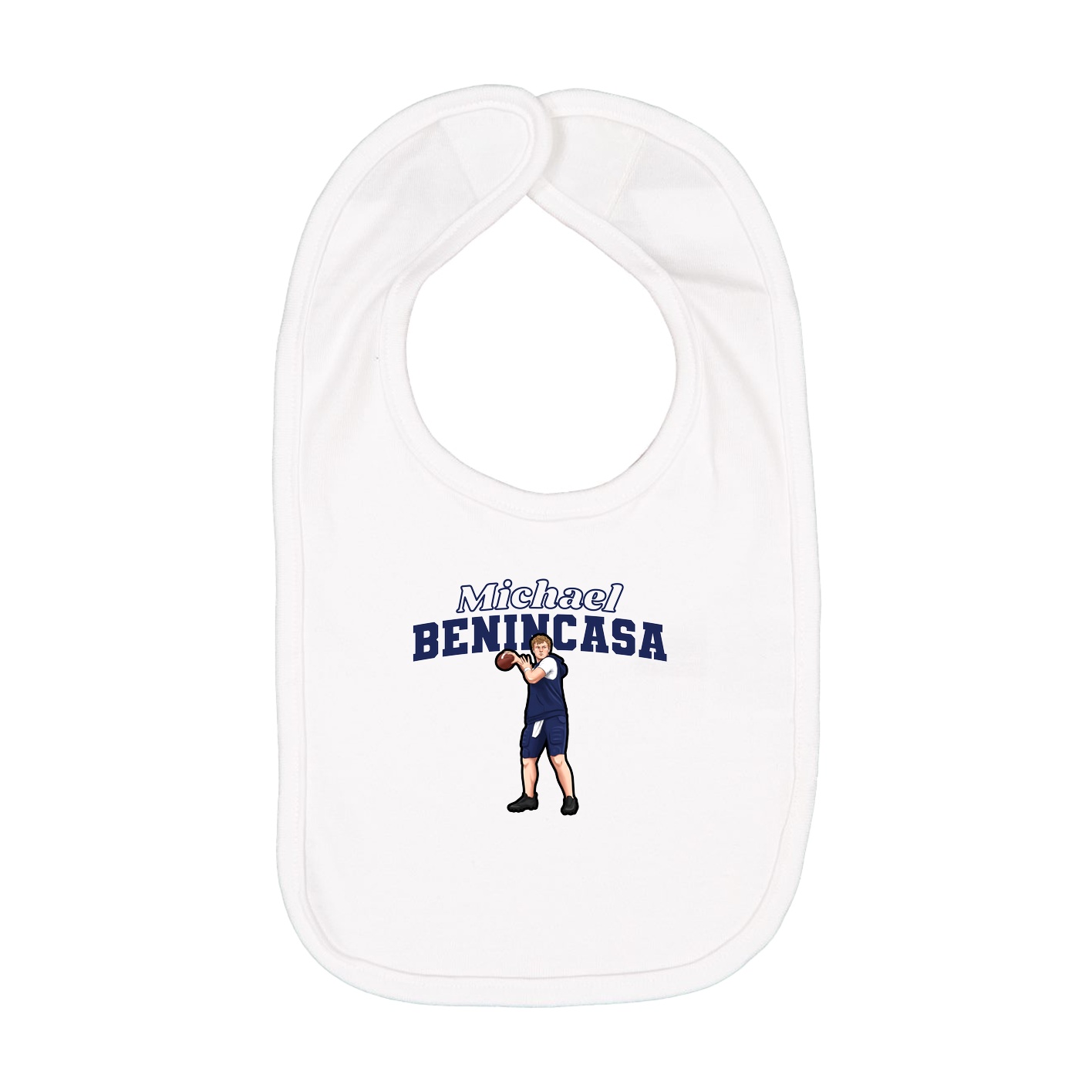 Infant Bib — Name Arch in White