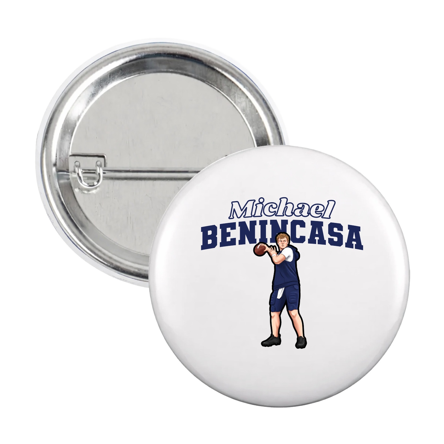 Game Day Button — Name Arch in White