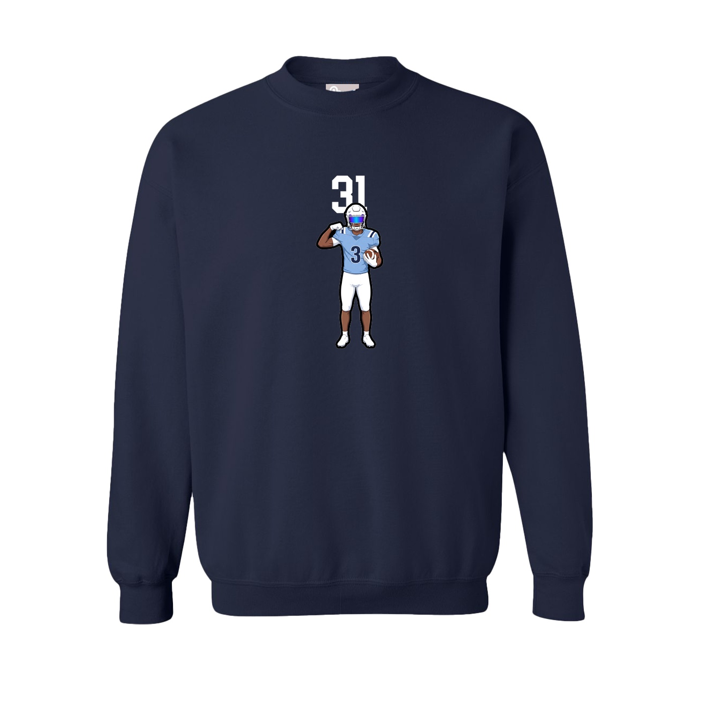 Fleece Crew — Number Top in Navy