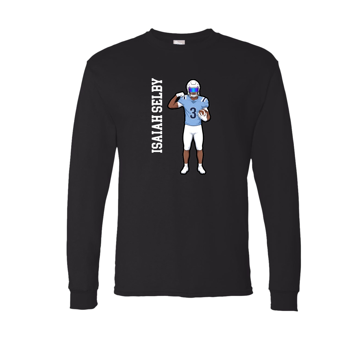 Long Sleeve Tee — Name Vertical in Black