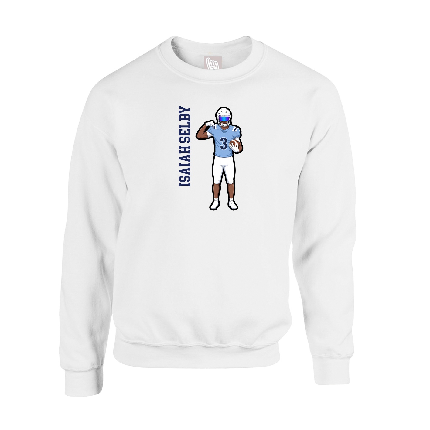 Fleece Crew — Name Vertical in White
