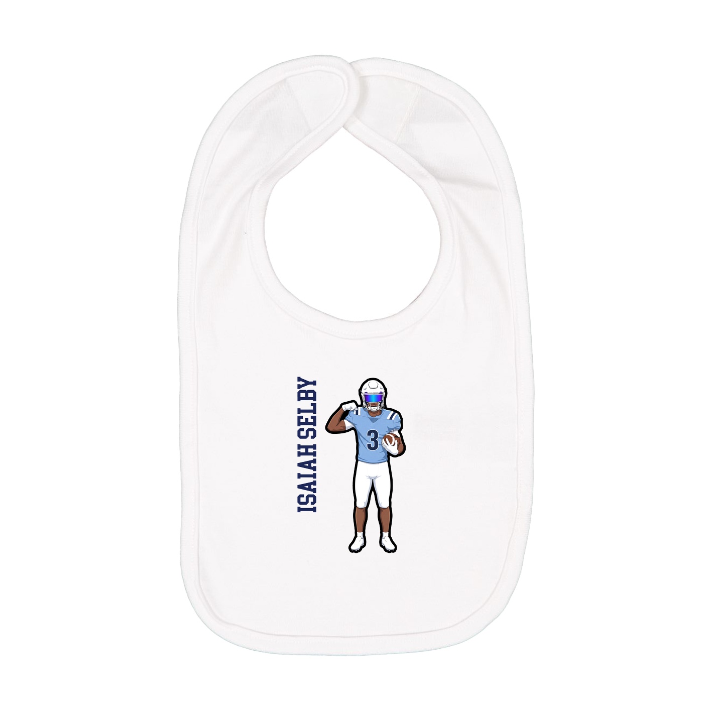 Infant Bib — Name Vertical in White
