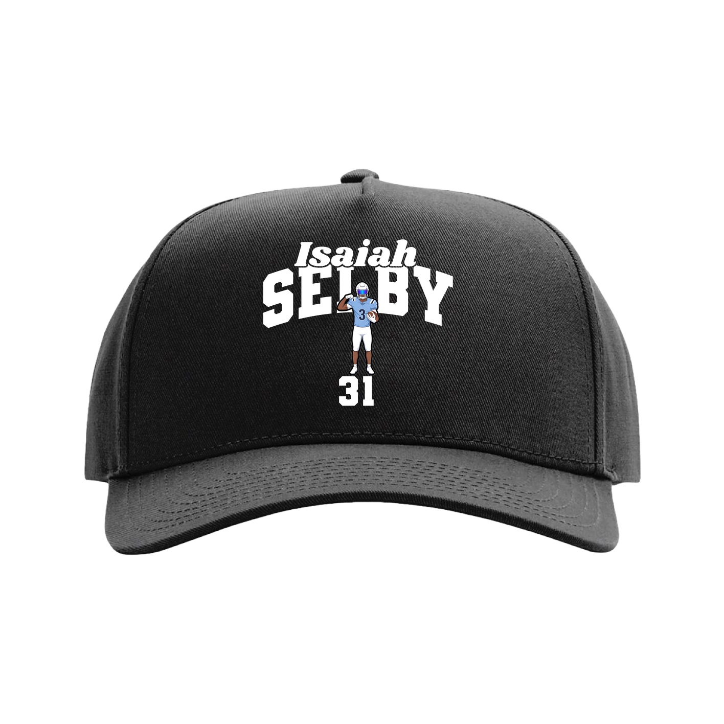 Full Fabric Five-Panel Champ Cap — Signature Arch in Black