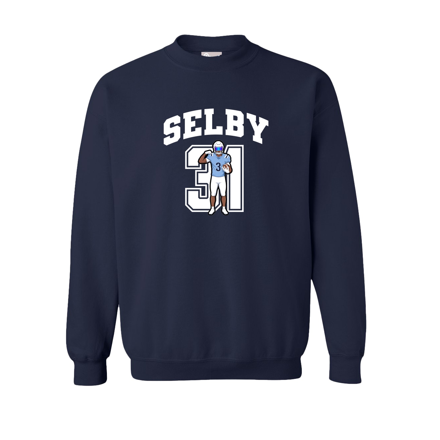 Fleece Crew — Number in Navy