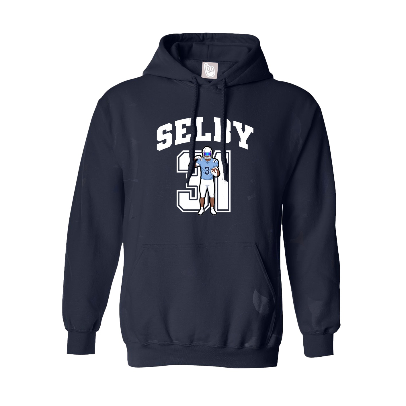 Youth Hoodie — Number in Navy
