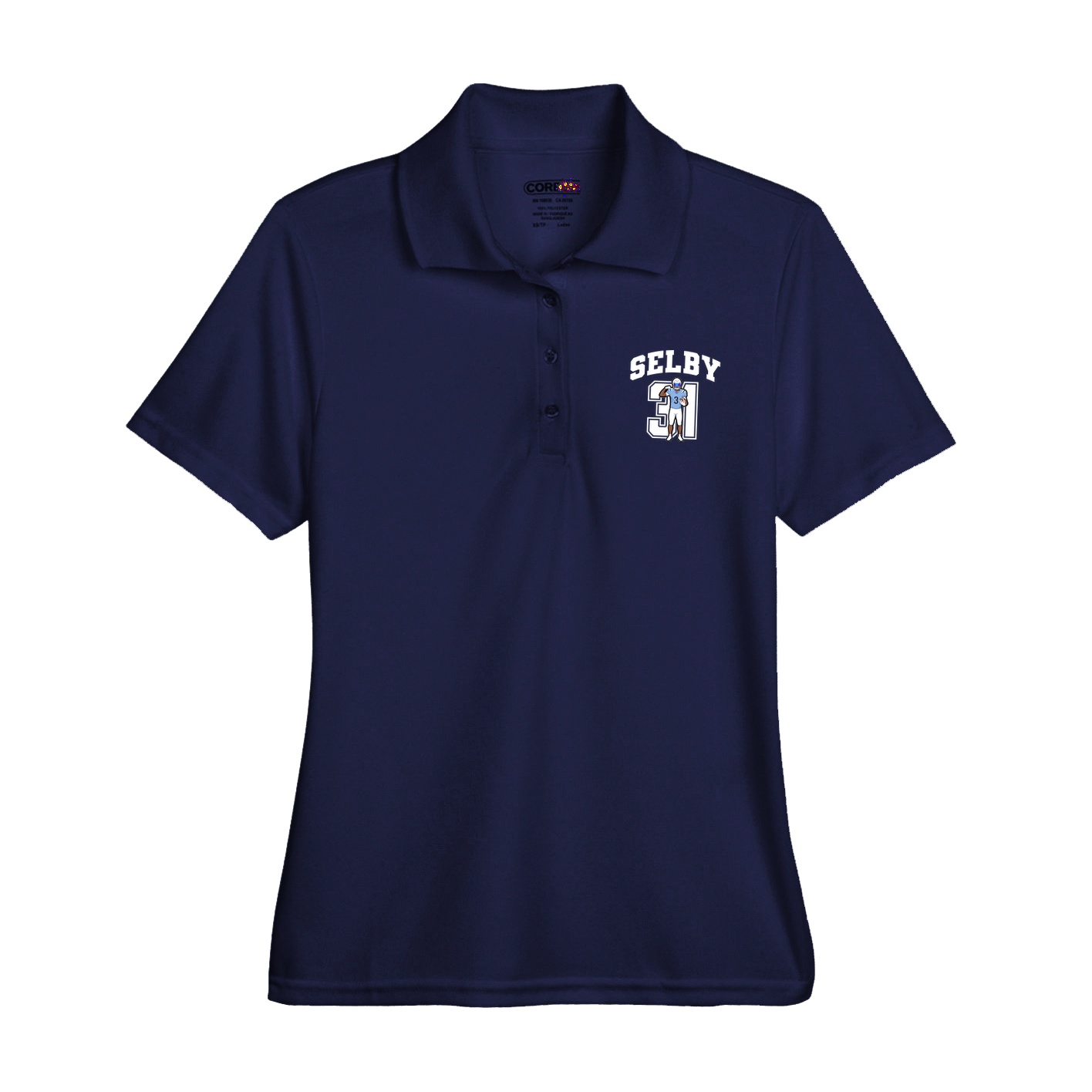 Womens Performance Polo — Number in Navy