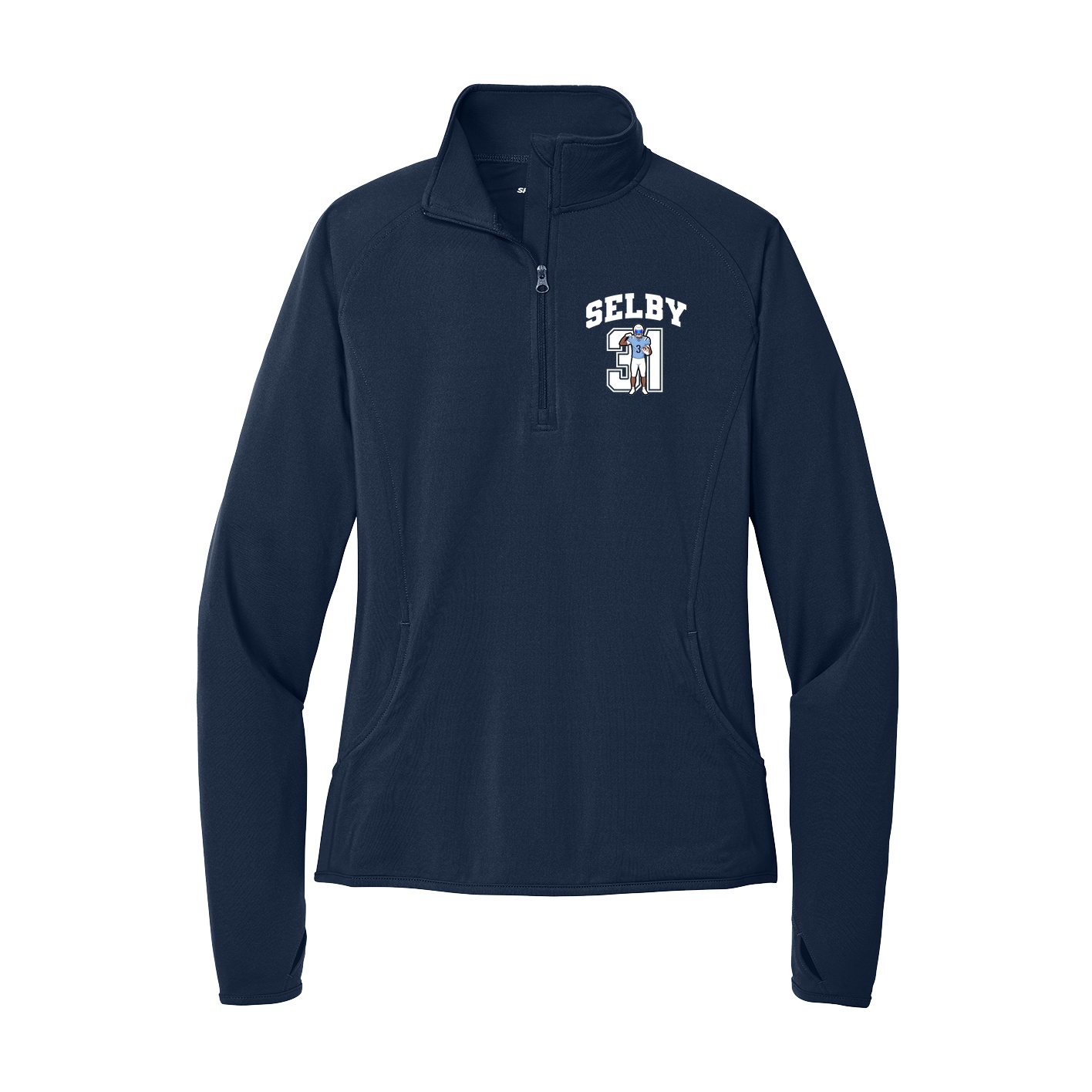 Women's Q-Zip Pullover — Number in Navy