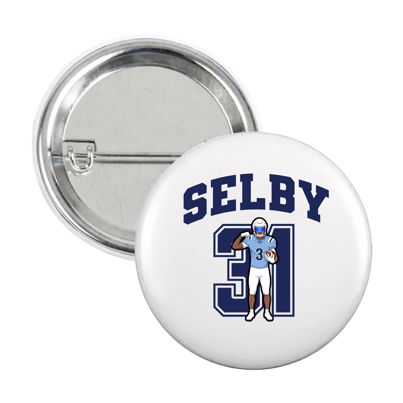 Game Day Button — Number in White