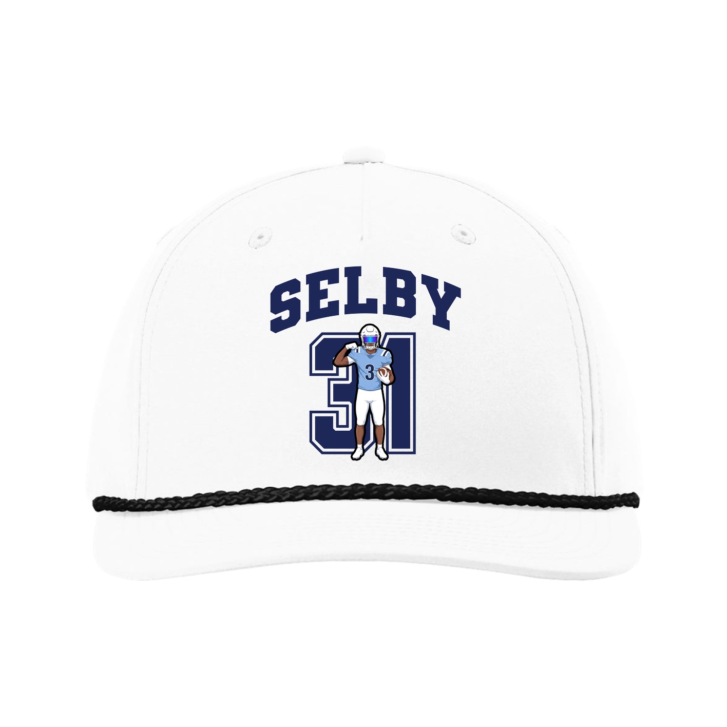 Five-Panel Classic Rope Cap — Number in White