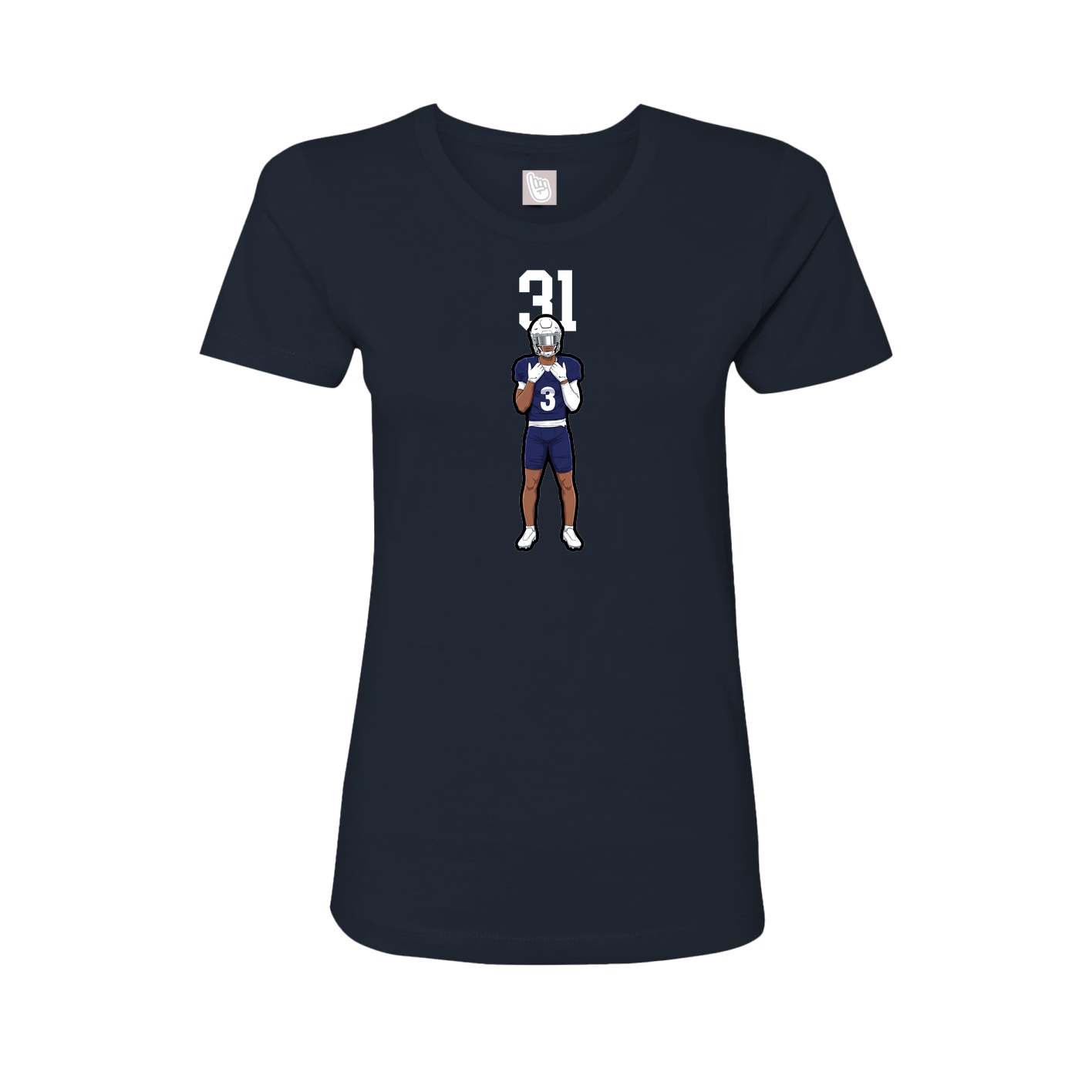 Fitted Women's Tee — Number Top in Navy