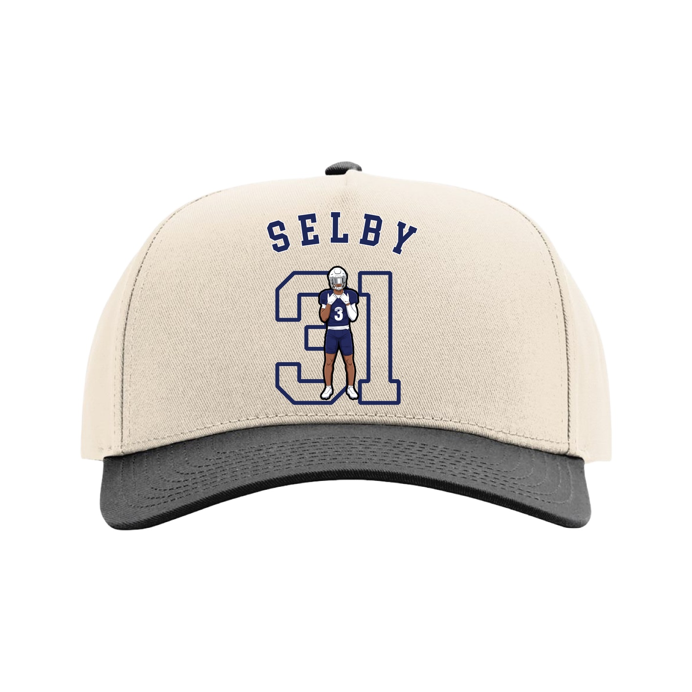 Full Fabric Five-Panel Champ Cap — Shirsey Arch in Cream/Black
