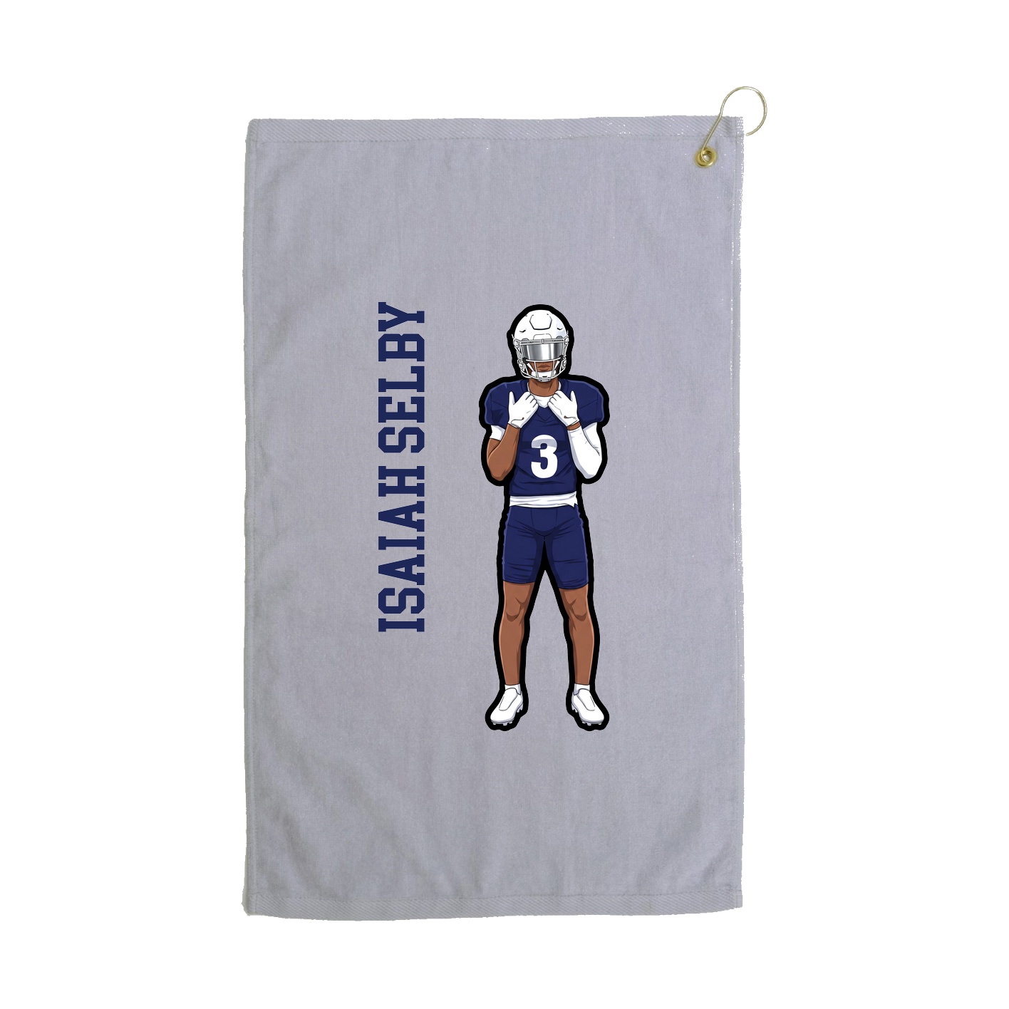 Golf Towel — Name Vertical in Grey