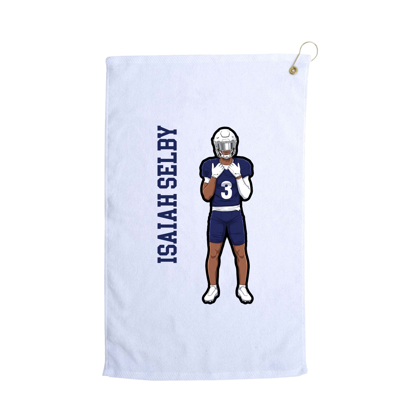 Golf Towel — Name Vertical in White
