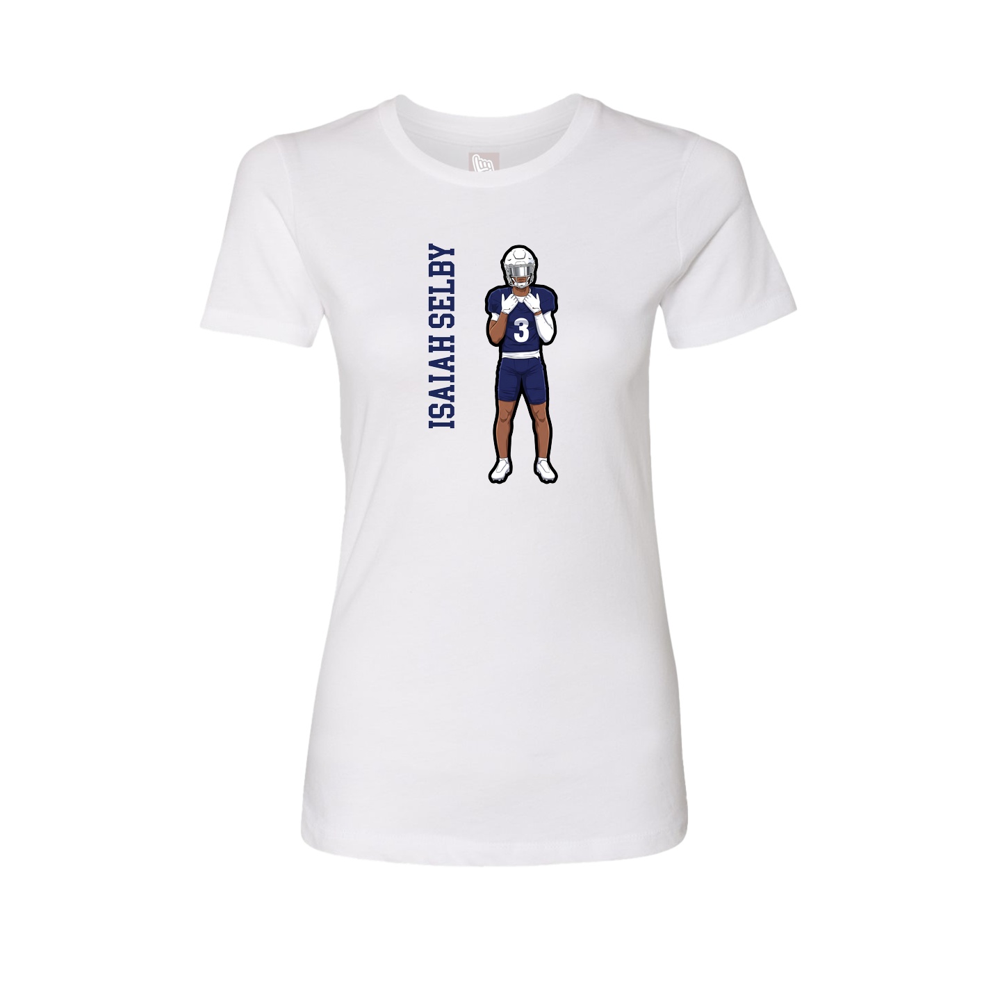 Fitted Women's Tee — Name Vertical in White