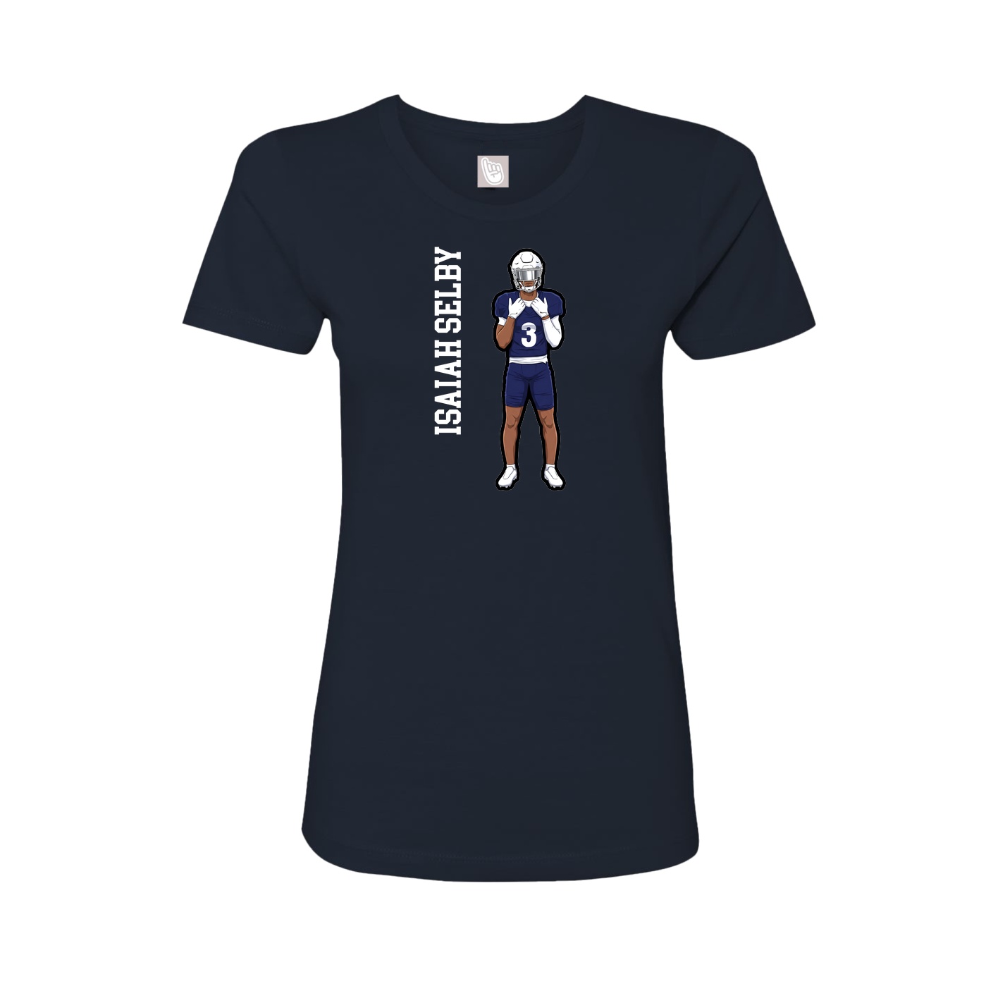 Womens Tee — Name Vertical in Navy