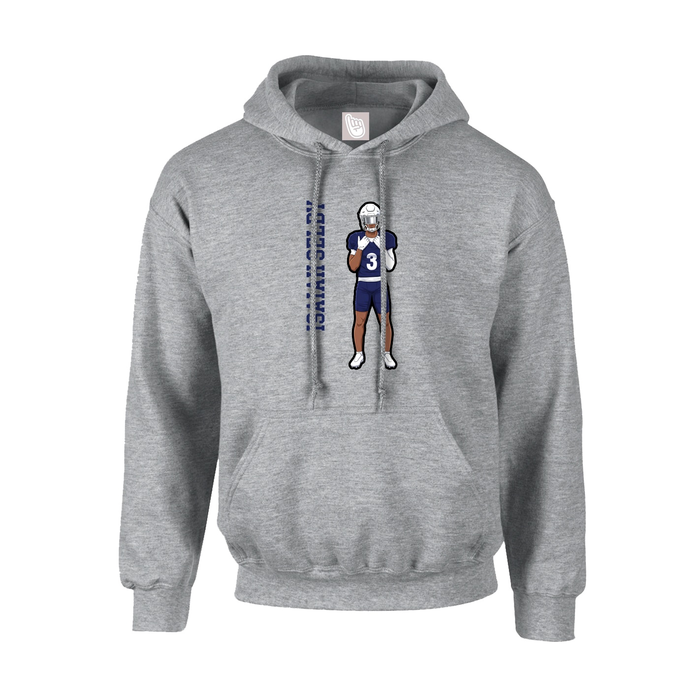 Youth Hoodie — Name Vertical in Grey