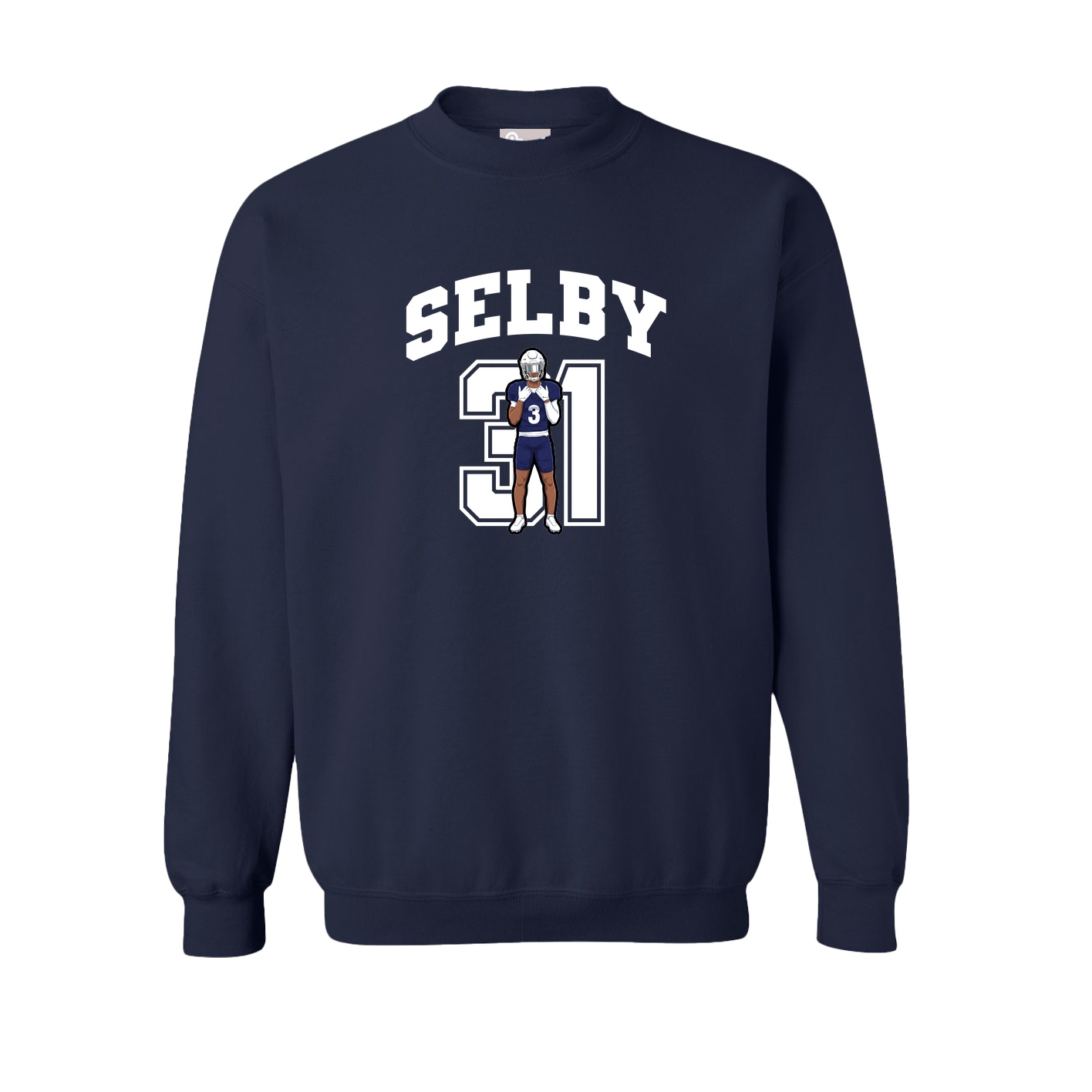 Fleece Crew — Number in Navy