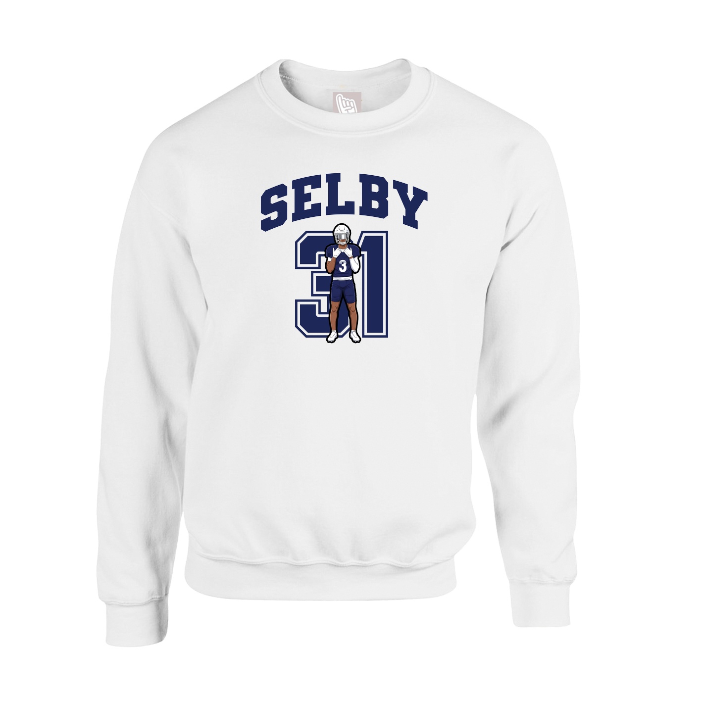 Fleece Crew — Number in White