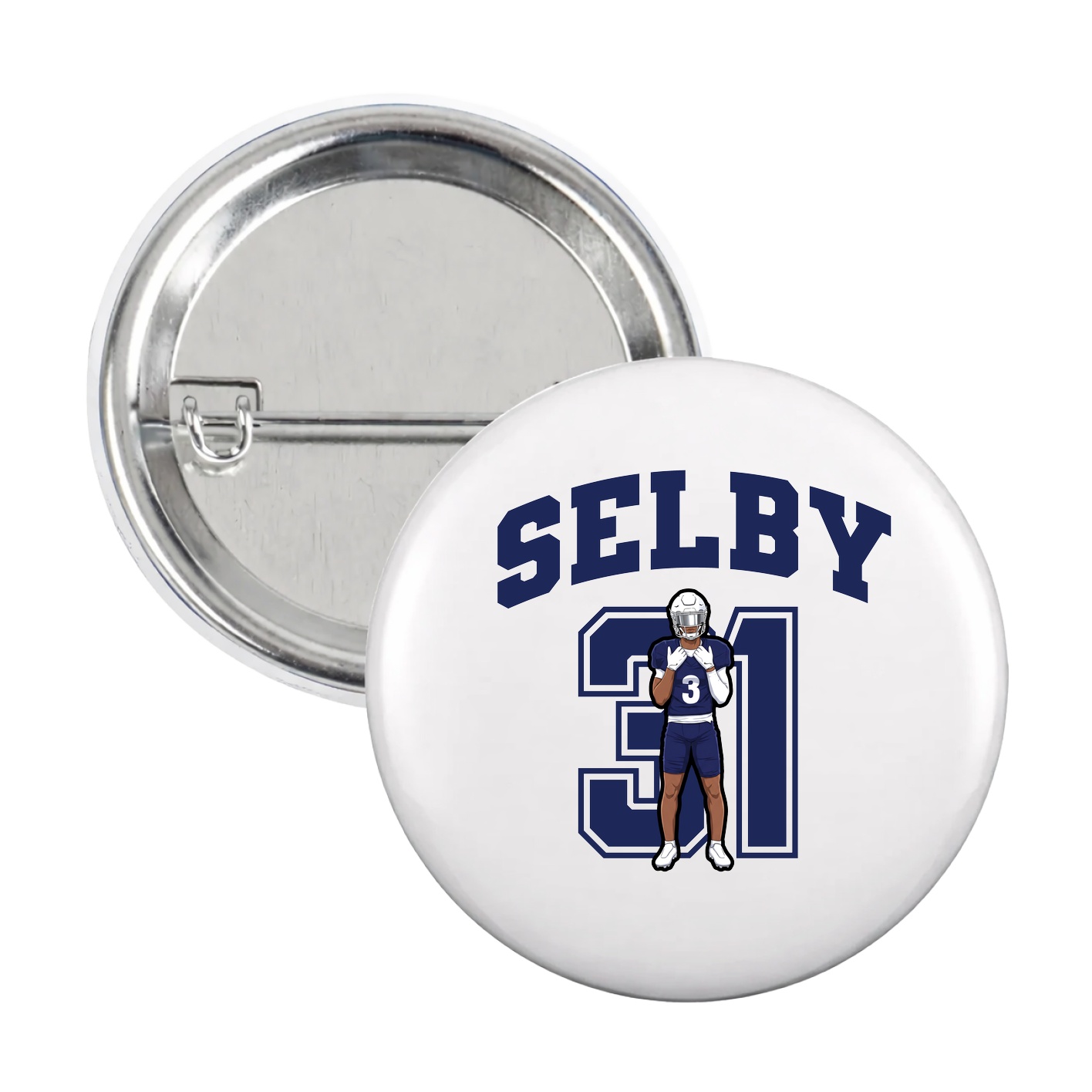 Game Day Button — Number in White