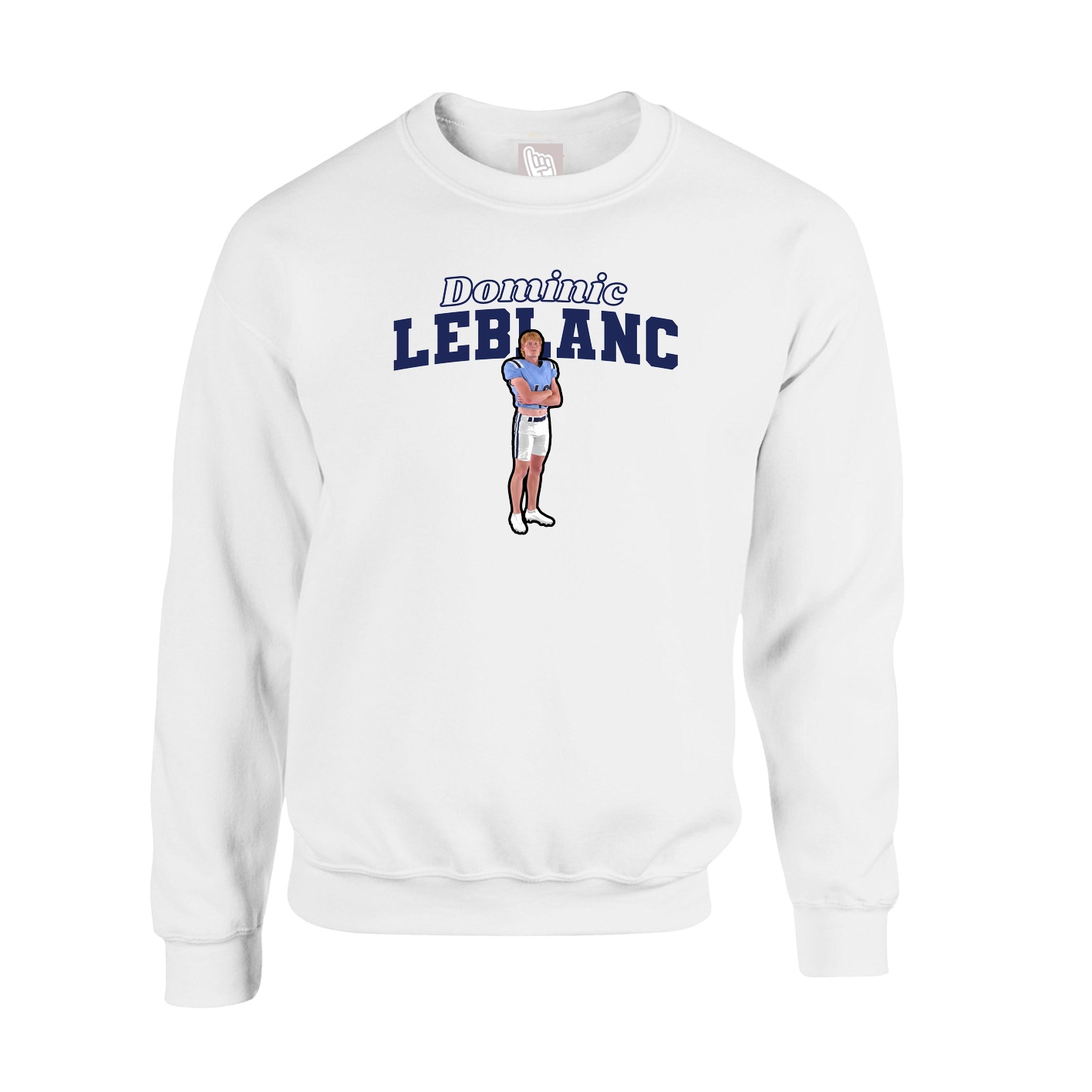 Fleece Crew — Name Arch in White