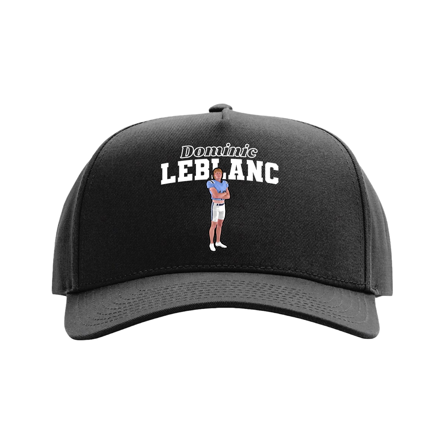 Full Fabric Five-Panel Champ Cap — Name Arch in Black
