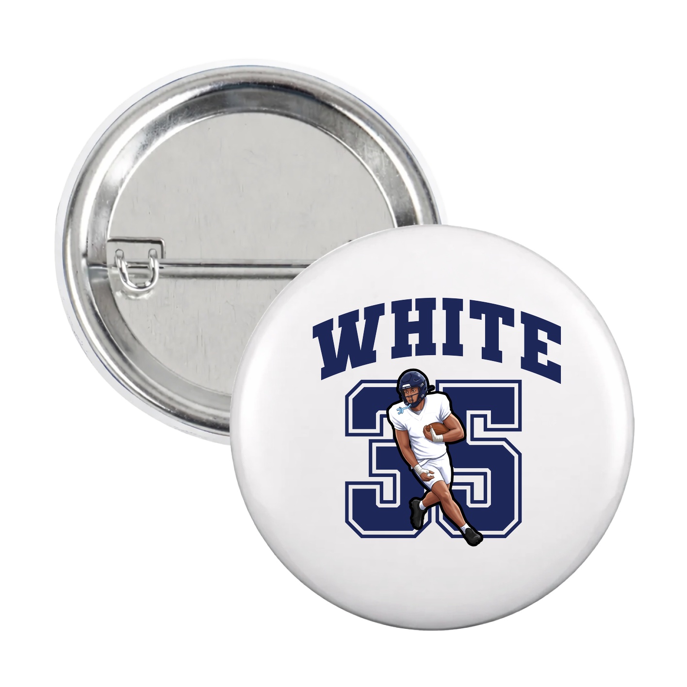 Game Day Button — Number in White