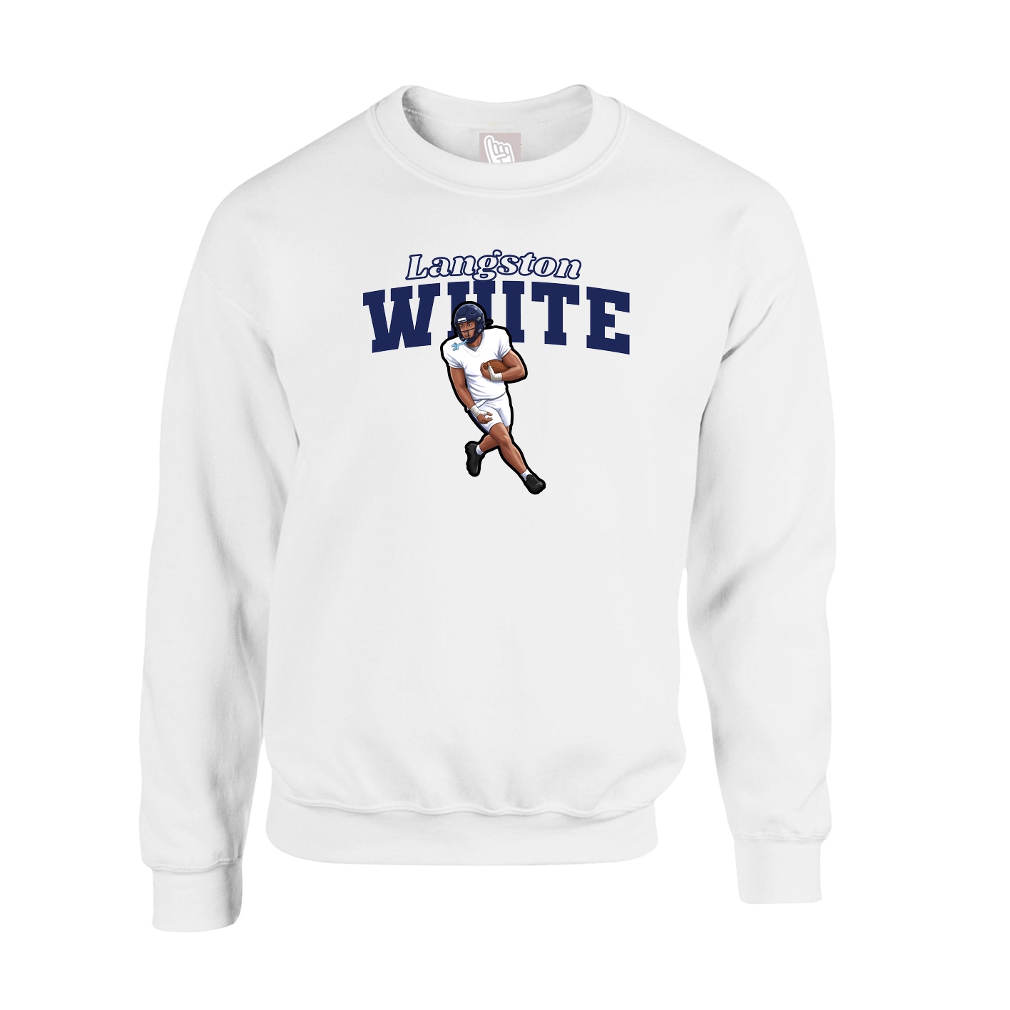 Fleece Crew — Name Arch in White