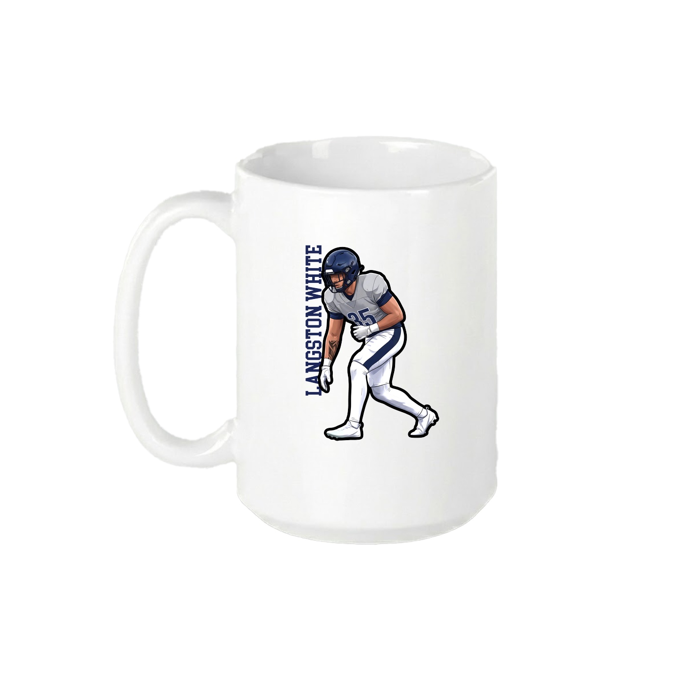 15oz Coffee Mug — Name Vertical in White