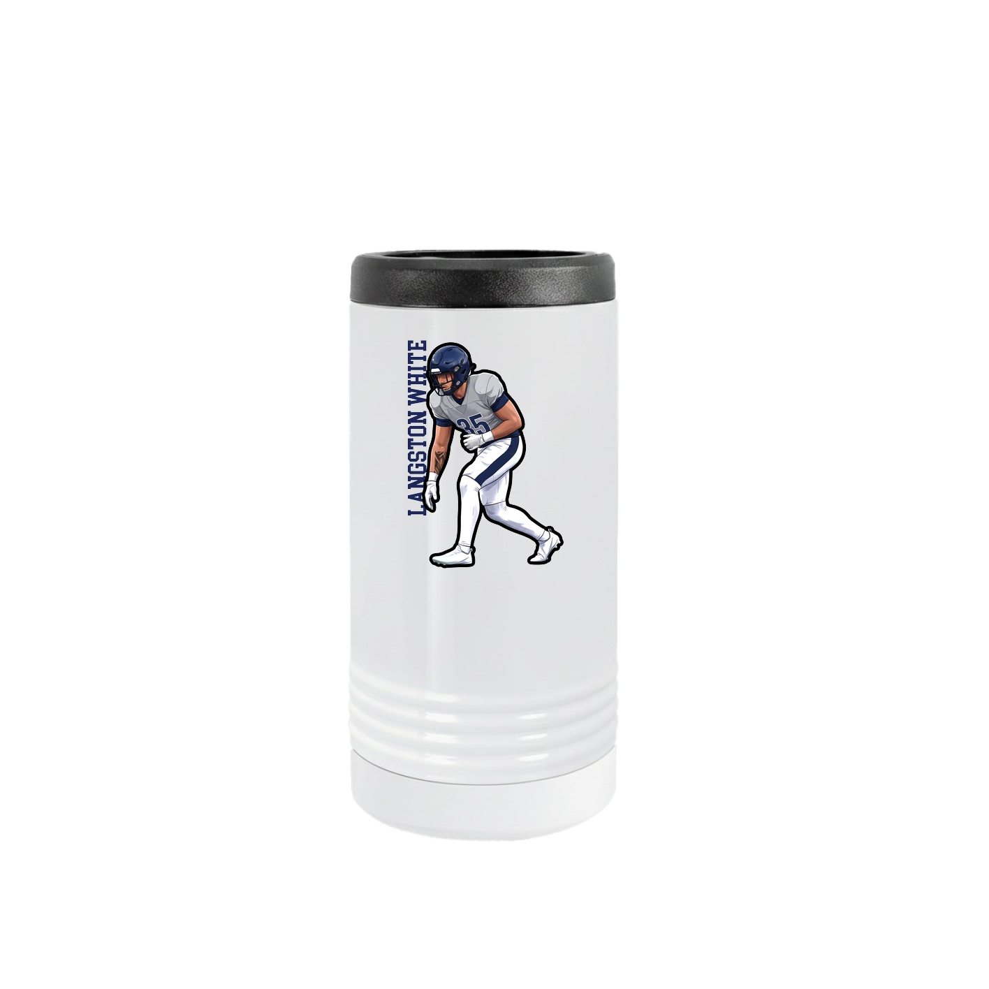 Slim Beverage Holder — Name Vertical in White
