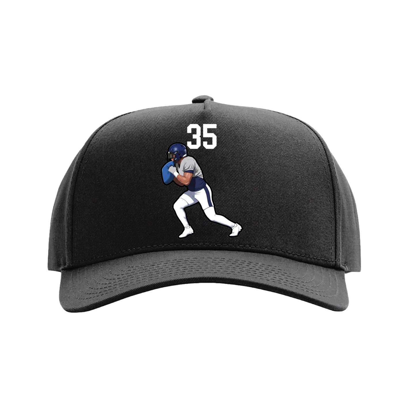 Full Fabric Five-Panel Champ Cap — Number Top in Black