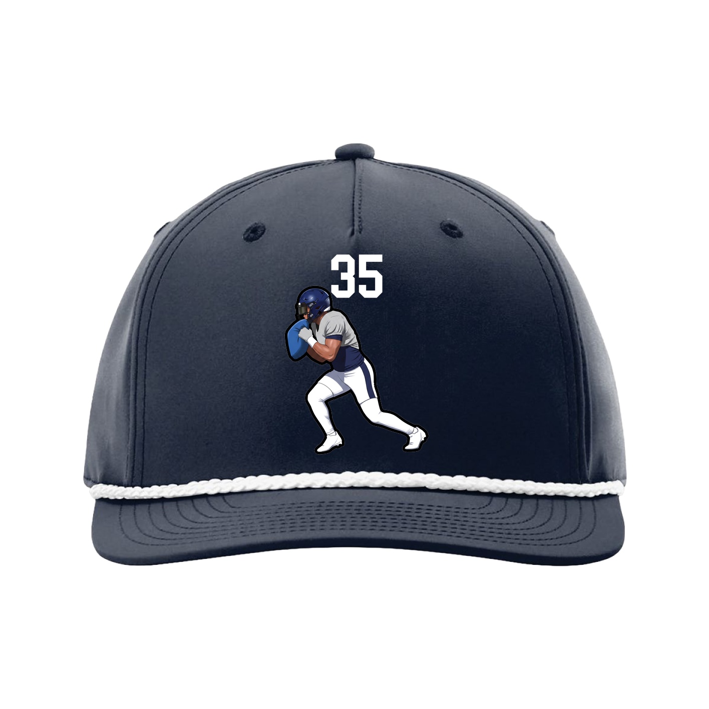 Five-Panel Classic Rope Cap — Number Top in Navy