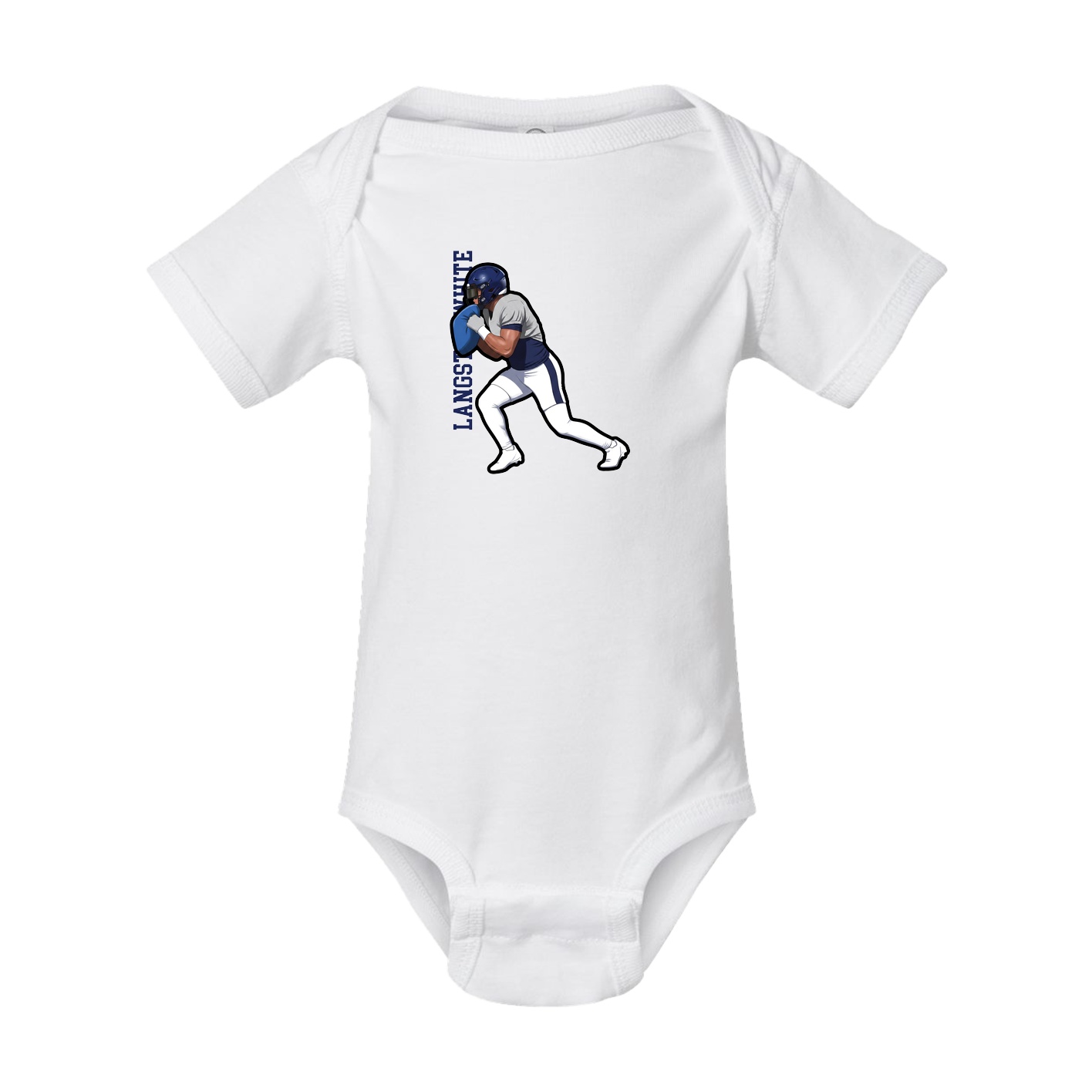 Baby Onesie — Name Vertical in White