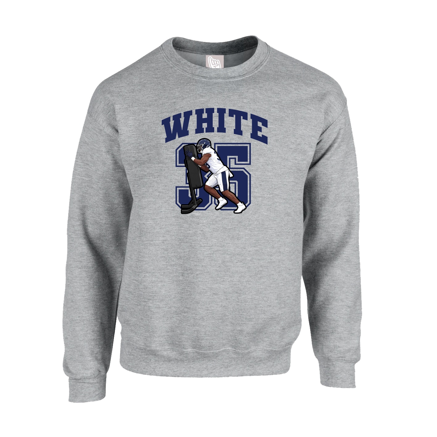 Fleece Crew — Number in Grey