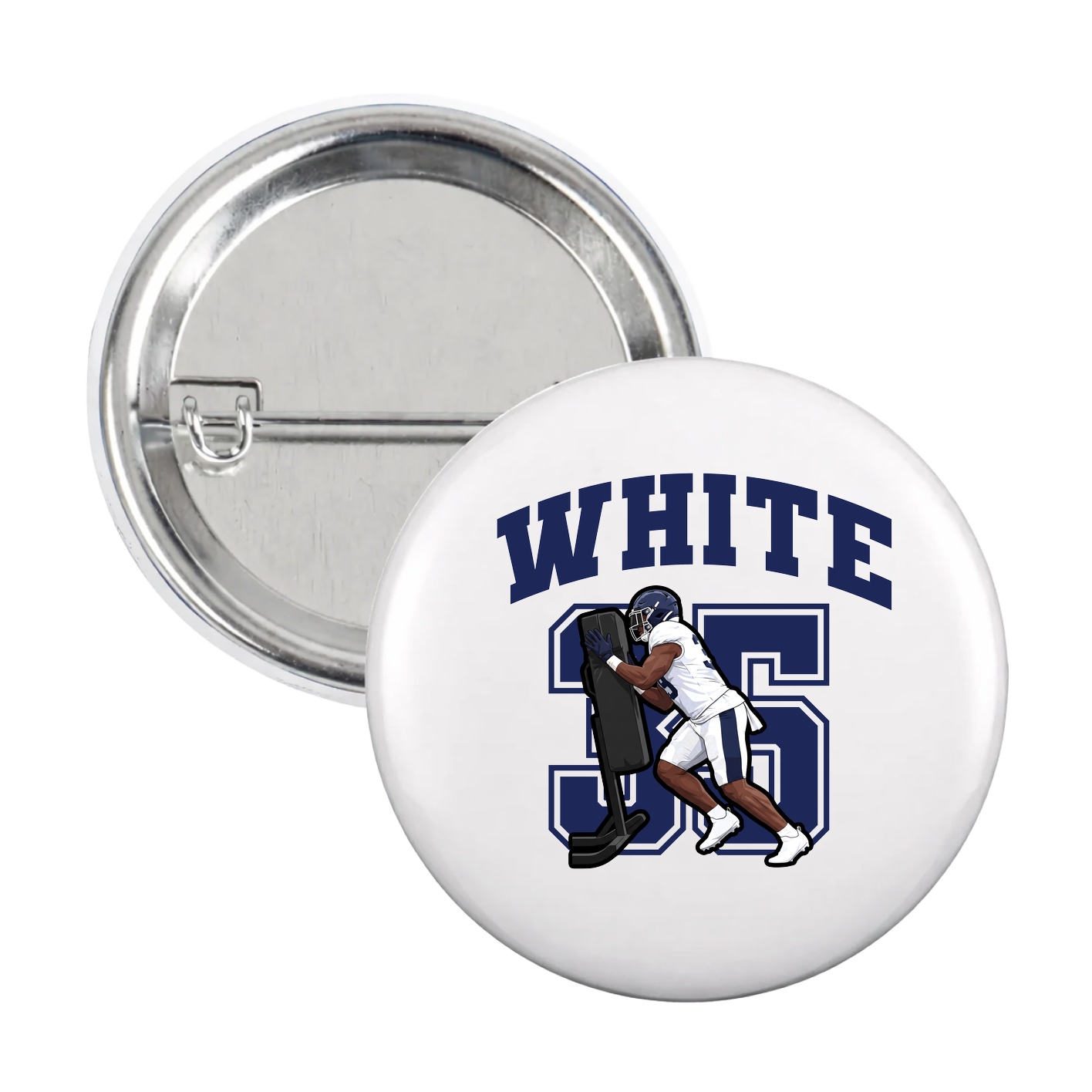 Game Day Button — Number in White