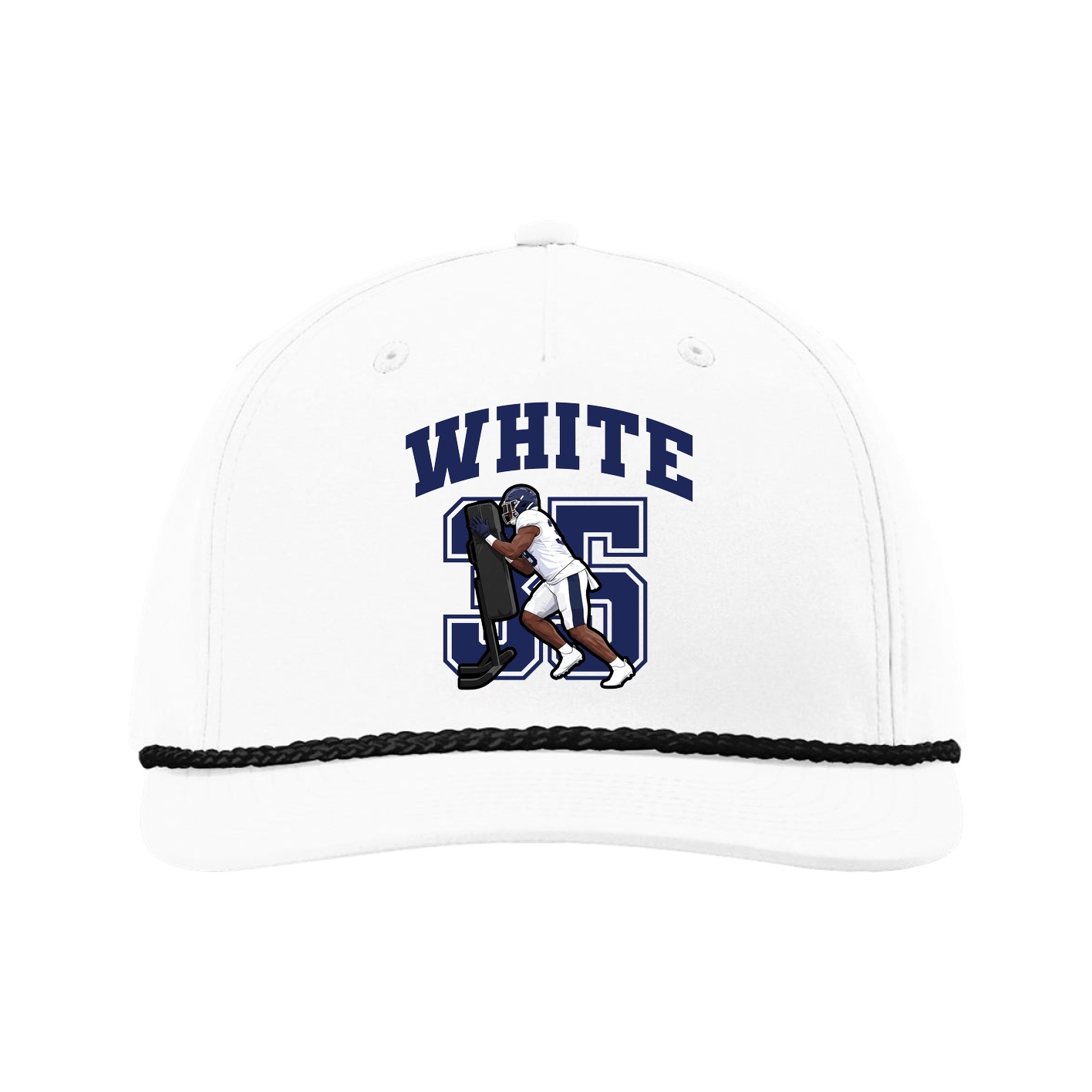 Five-Panel Classic Rope Cap — Number in White