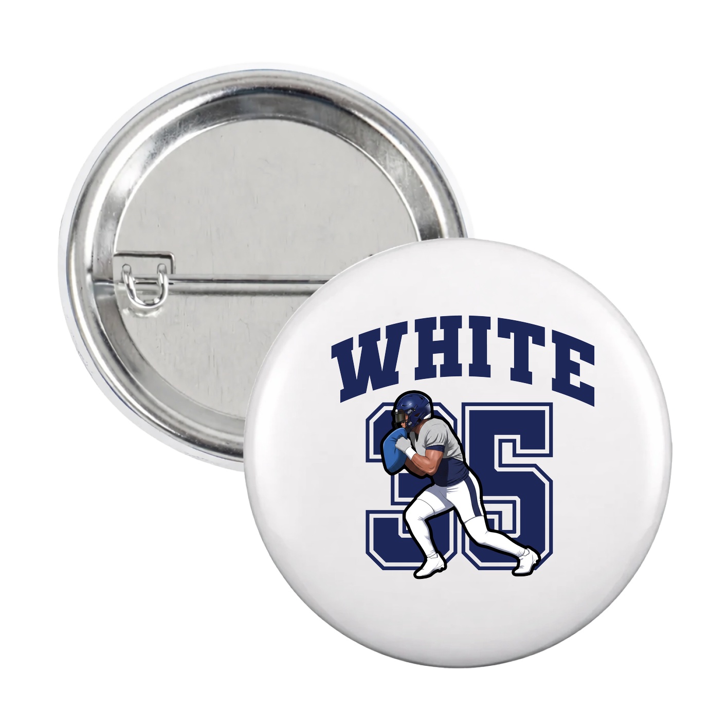 Game Day Button — Number in White