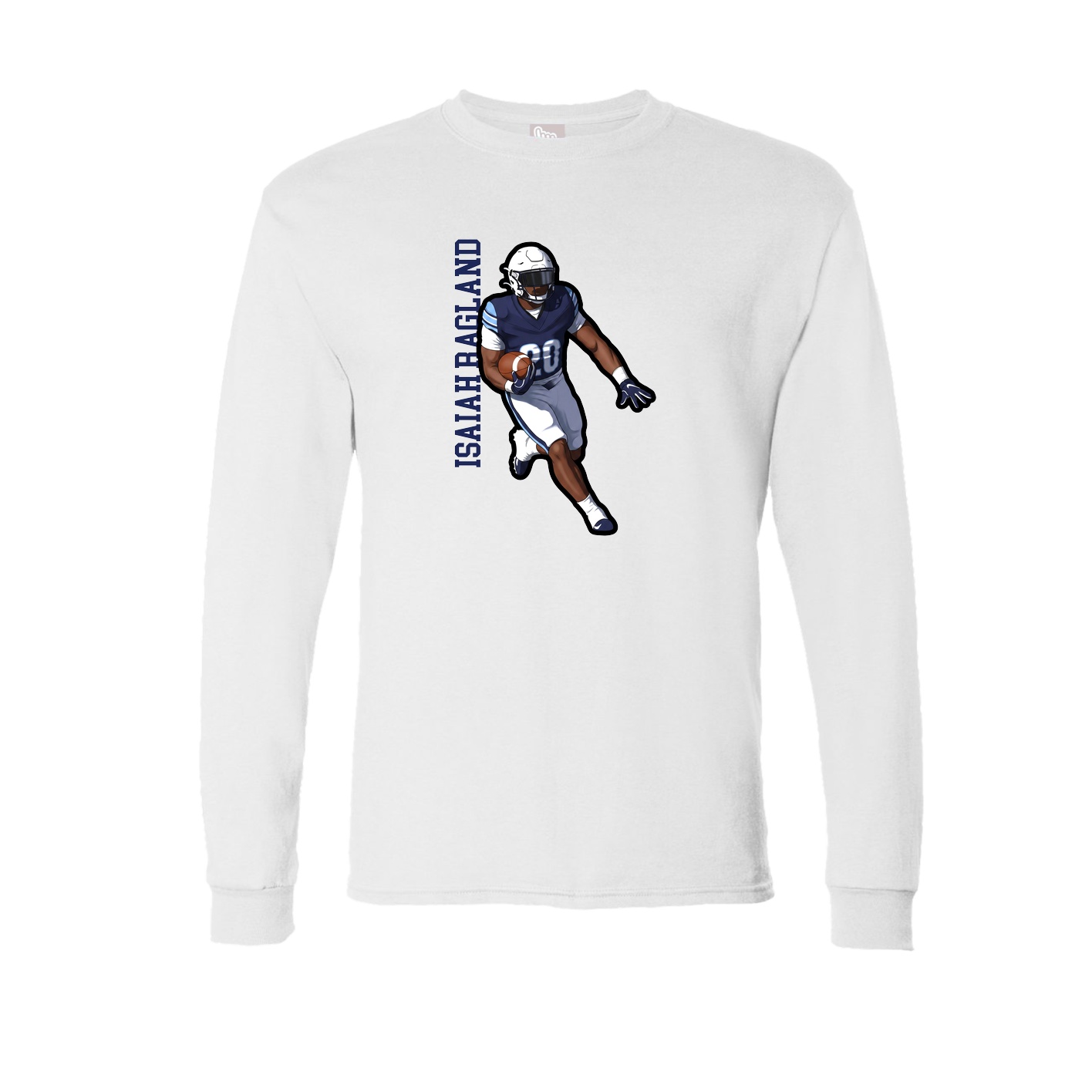 Long Sleeve Tee — Name Vertical in White