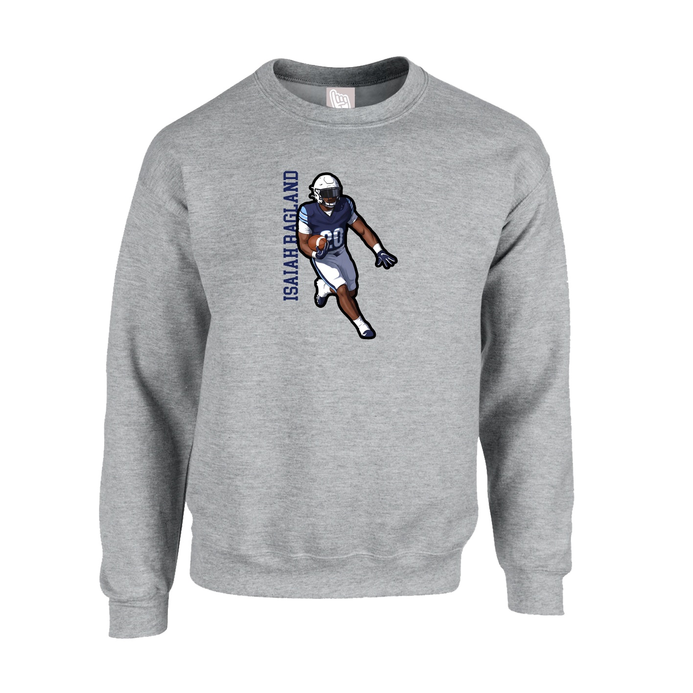 Fleece Crew — Name Vertical in Grey